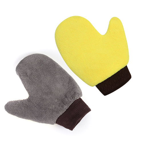 Car wash gloves, bear paw, double-sided coral velvet thickened car wipes, powerful decontamination without damaging car paint, car beauty supplies