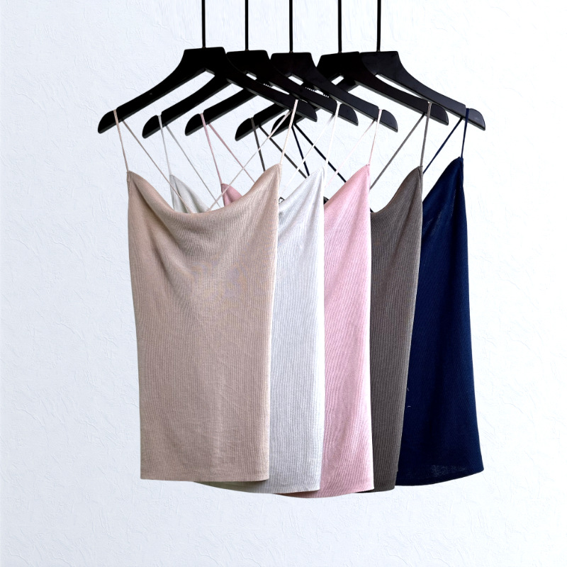 Knitted solid color sexy summer T-shirt sleevless