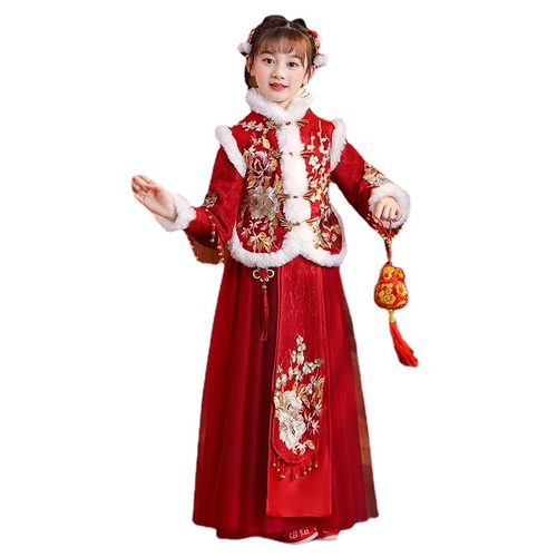 Children Girls Red Hanfu Fairy Chinese Princess Dresses baby clothing wind hanfu skirt outfit hanfu girls outfit in the New Year New Year