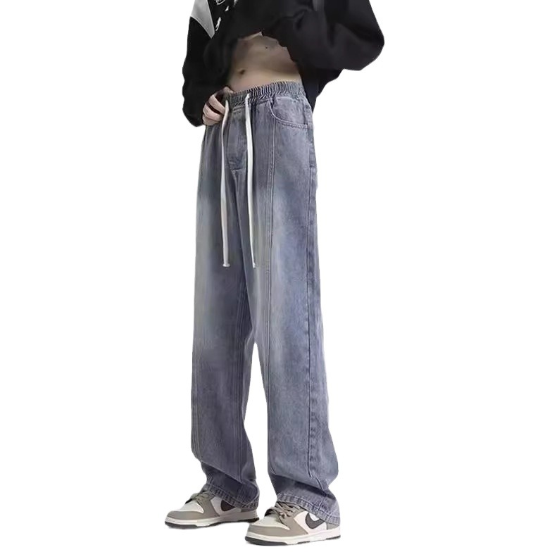 Spring and Autumn Vintage Jeans Men's Straight Loose Trendy Brand Wide Leg American Style Summer All-match Casual Long Pants for Boys