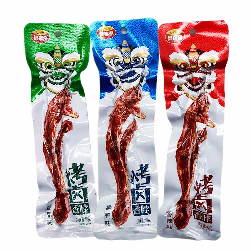 奥锦奇鸡脖黑鸭味手撕整根烤脖40g*10包非鸭脖子香辣卤味熟食零食|ms