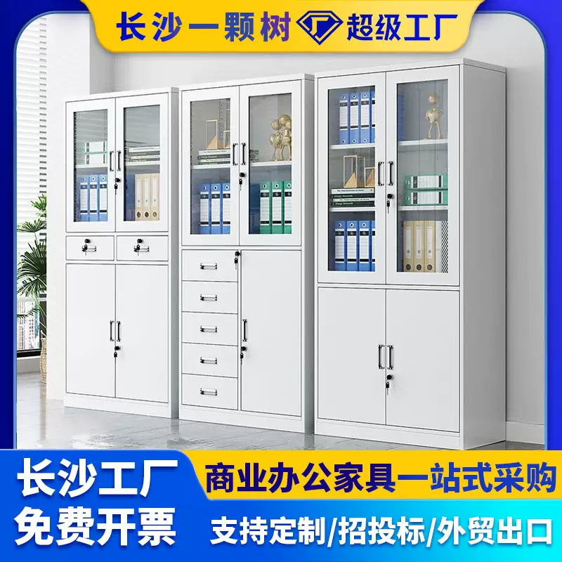 铁皮文件柜办公资料档案柜钢制凭证柜储物柜带锁柜子卷柜防火级