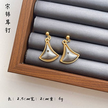 宋锦手工耳饰耳环耳钉耳线DIY底胚点翠合金饰品（可批）琵琶哑金