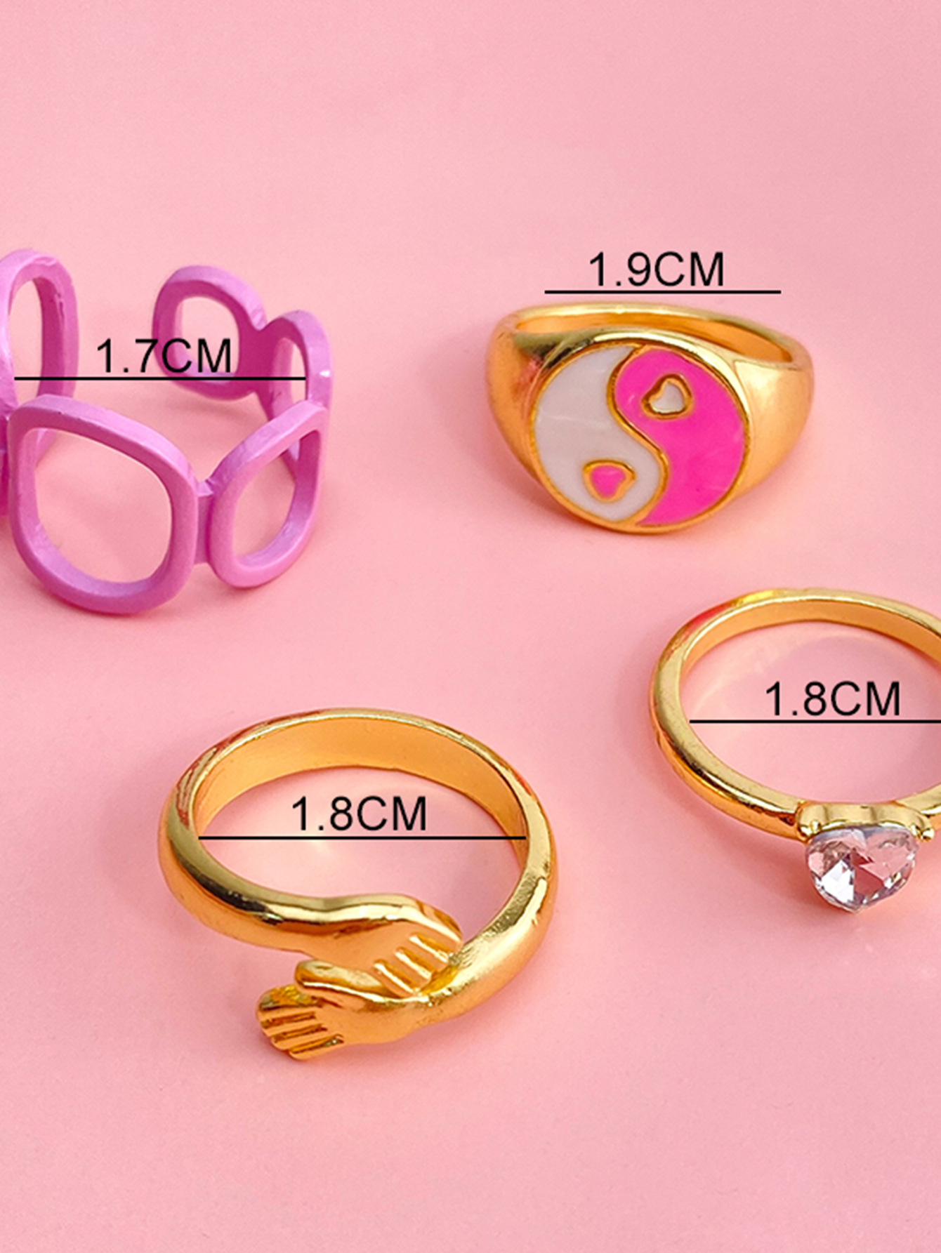 Cartoon Style Geometric Alloy Enamel Unisex Rings