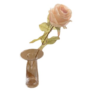 Cross-border retro artificial rubber edge rose burnt single baked edge fake flower wedding bouquet artificial burnt edge Rose