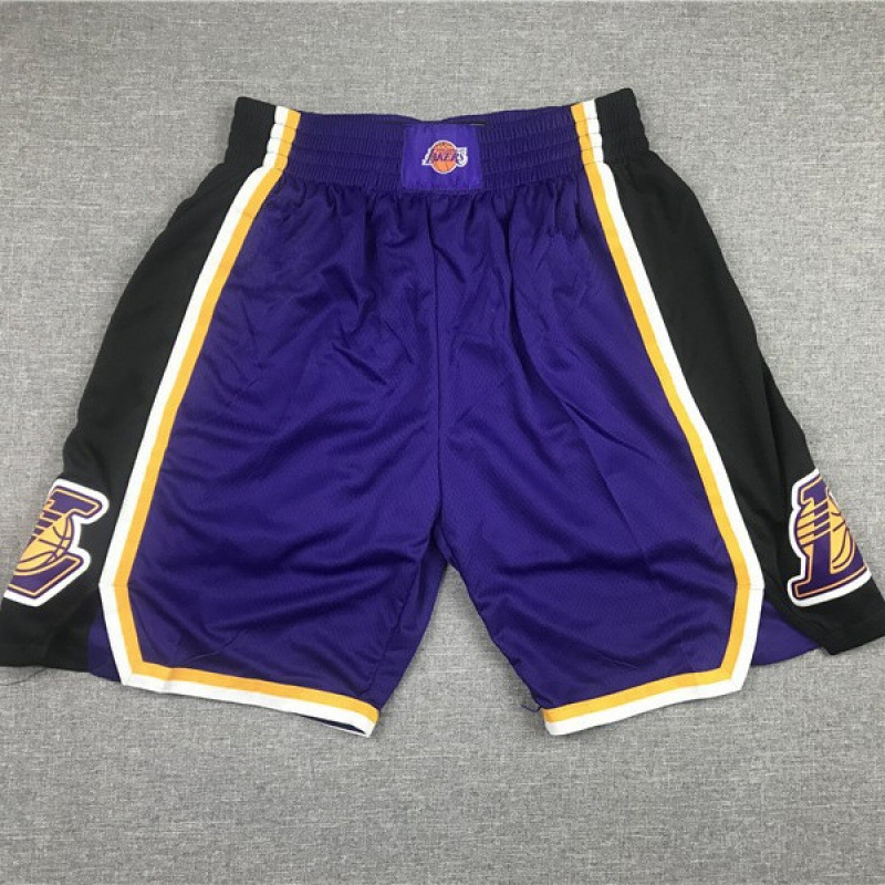 Cross-Border Foreign Trade American Spot Wholesale Shorts Lakers Retro Purple Round Neck Embroidered Ball Pants Basketball Pants Training Pants