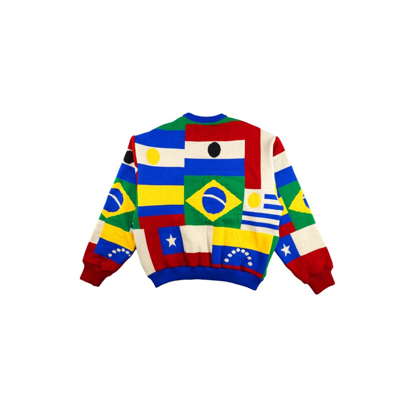 European and American Cross-Border Knit Sweater with Brazilian Football Jacquard Pattern, Round Neck, Long Sleeves, High Street Style, Loose Fit, Fashionable Sweater European and American Cross-Border Knit Sweater with Brazilian Football Jacquard Pattern, Round Neck, Long Sleeves, High Street Style, Loose Fit, Fashionable Sweater