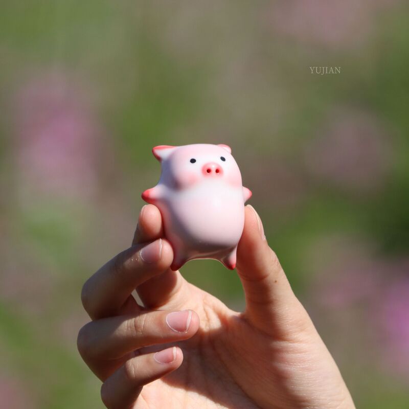 新しいクリエイティブセラミックバブル豚茶ペットフレグランスインサートかわいい手作り絞り花家の装飾品茶道絶妙な装飾|undefined