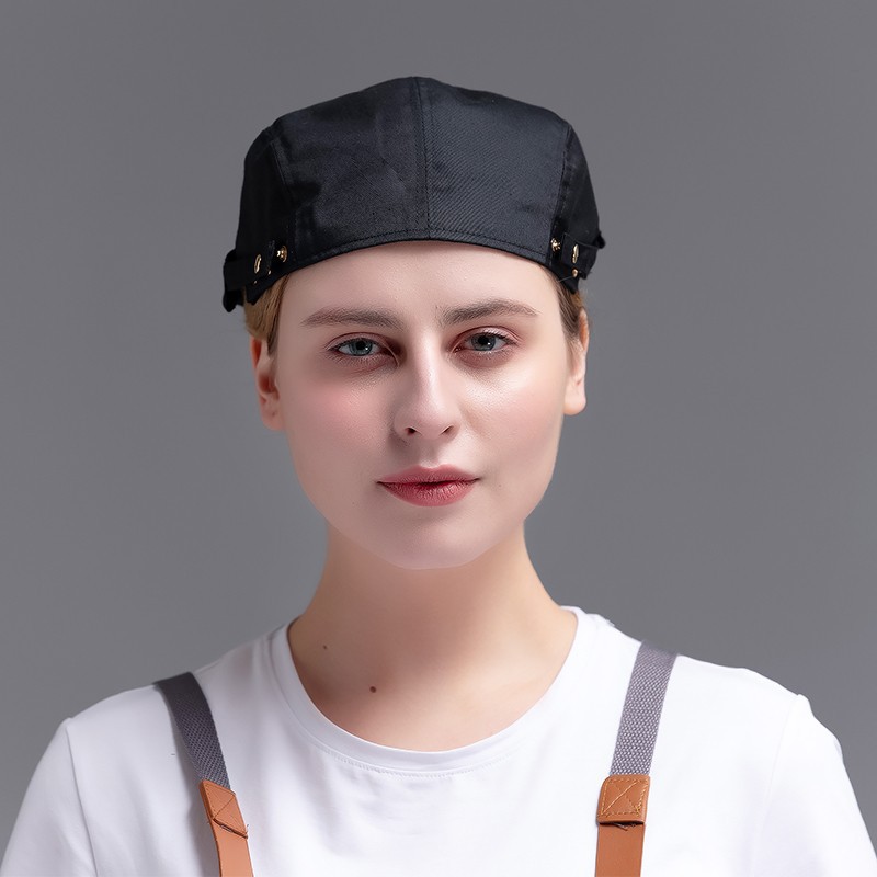 Nueva boina de vaqueros sombrero de cocinero camarero sombrero de trabajo sombrero de frente sombrero de boina de restauración mujer bordado personalizado