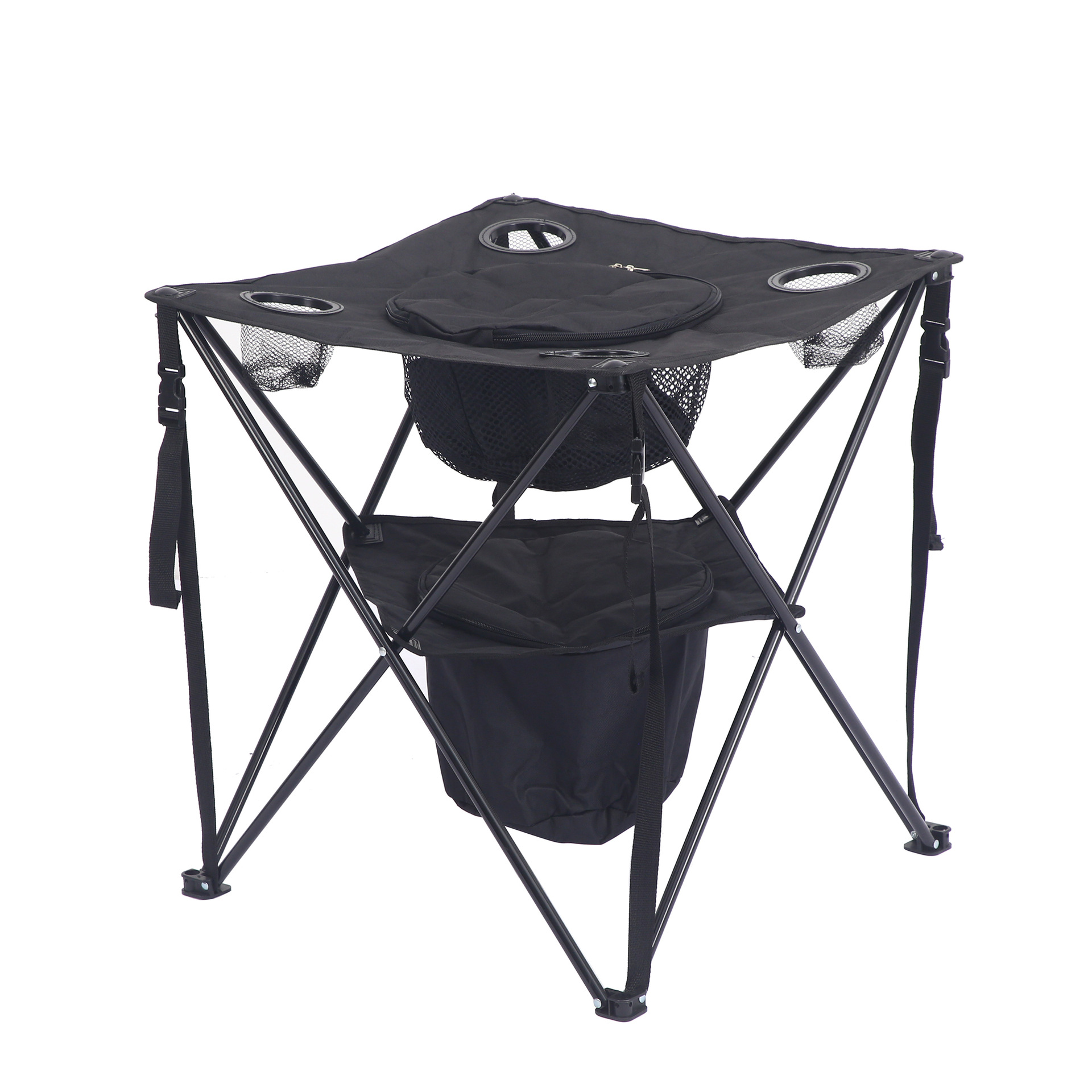 Mesa cuadrada plegable para camping, barbacoa, pesca, ocio en el parque, mesa para cubeta de hielo, mesa de tela ligera y pequeña, venta al por mayor.