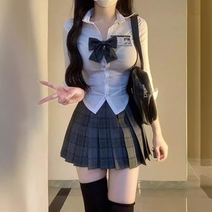 Jk Uniform Pure Desire Spice Girl Tight Waist Shirt Women's Spring and Autumn College Style White Shirt Slim Fit Slim Base Top
