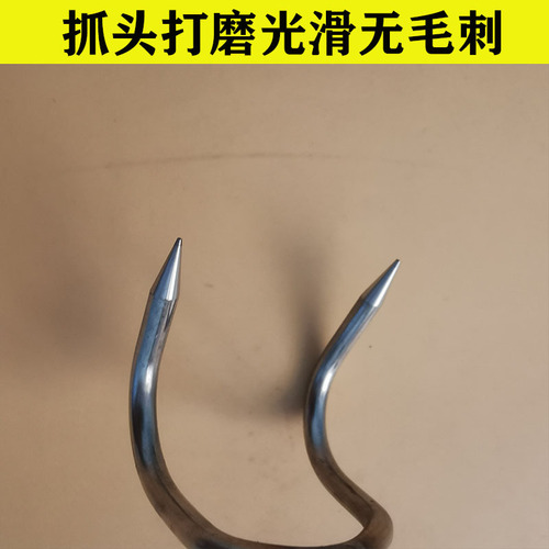 Stainless steel meat hook with wooden handle, pork hook, meat grabber, beef hook, roast duck hook, stainless steel wrapped cage meat hook