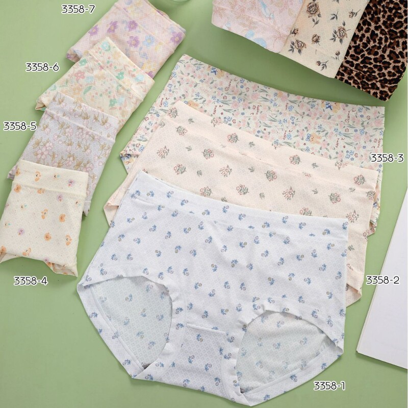 Dielishu Floral Breathable Ice Silk Panties Summer Plus Size Comfortable Cool Girl's Briefs 3358 #