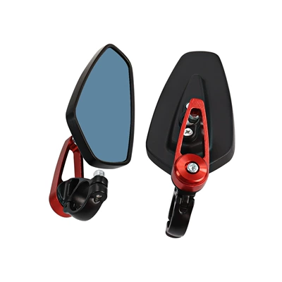 mirror all aluminum, Motorcycle rearview mirror - own-mirror-red-blue-glass