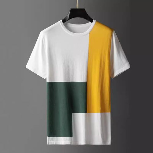 Cross-border 2024 Summer New Casual Men's Clothing 3D Effect Striped Short Sleeve Fashion Round Neck Men's T-Shirt