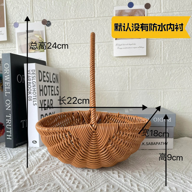 플라스틱 등나무 작은 수박 바구니 - 꽃 바구니