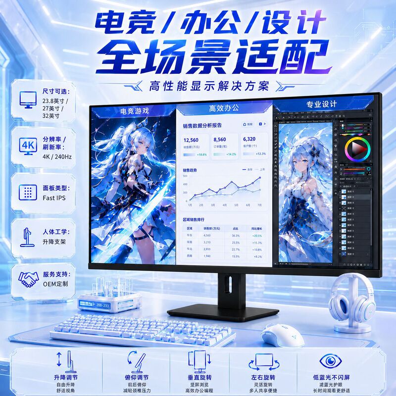 Cross-Border Supply of High-Definition Gaming Monitors 34inch /4K/165Hz Adjustable Model with Ultra-Wide Screen 32inch /2K/180Hz Cross-Border Supply of High-Definition Gaming Monitors 34inch /4K/165Hz Adjustable Model with Ultra-Wide Screen 32inch /2K/180Hz