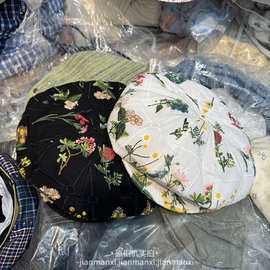 新款精致国风万物生长花卉刺绣八角帽春夏鸭舌时尚百搭蓓蕾帽子女