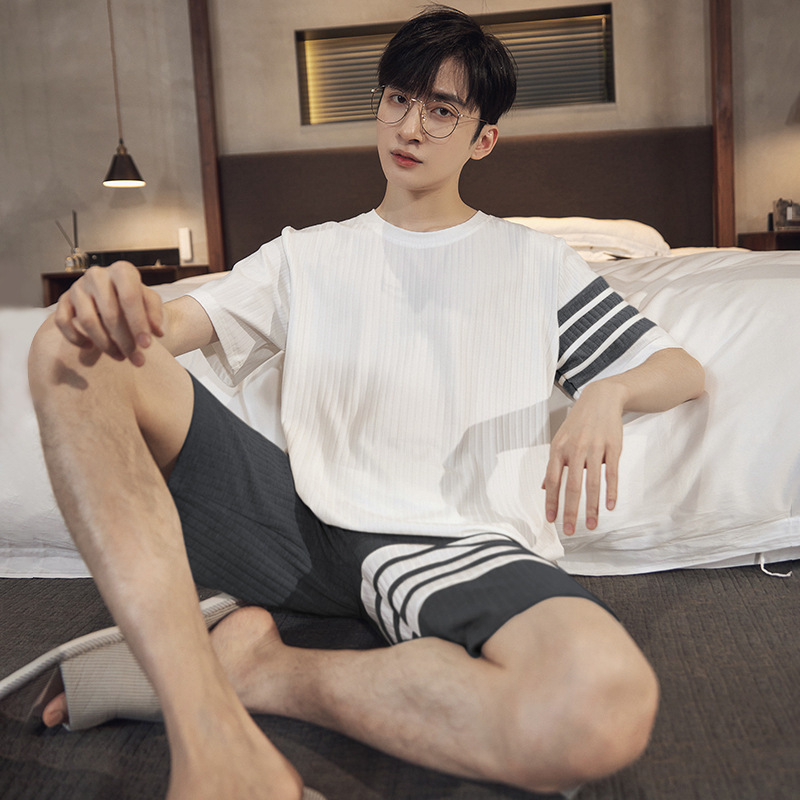 Pajamas Men's Summer Short-sleeved Summer Modal Thin Teenagers Can Wear Outer Summer Men's Home Clothes suit Pajamas Men's Summer Short-sleeved Summer Modal Thin Teenagers Can Wear Outer Summer Men's Home Clothes suit