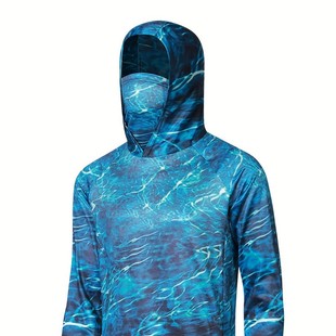 Fishing Clothing with Hood, Sun Protection Clothing, Fishing Shirt, Men's Long-Sleeved Quick-Drying Sweatshirt, Summer Breathable Protective Ready-Made Model