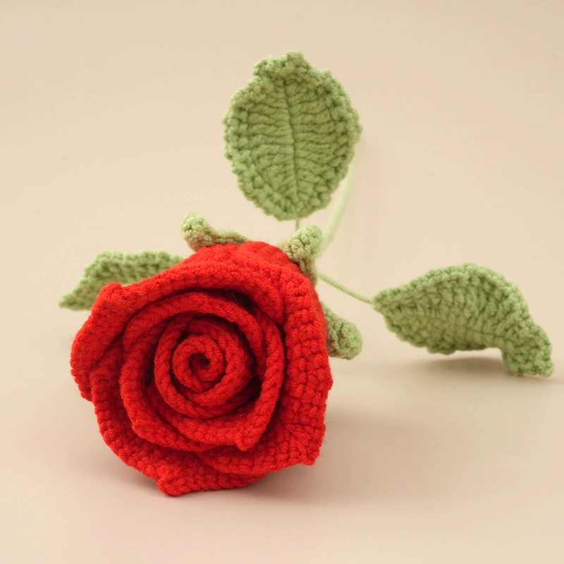 Винное стекло роза отделка чисто ручное плетение букет домашняя декора crochet имитационный цветок шерстяной подарок для подруги