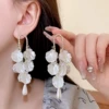 Earrings pearl, flowered