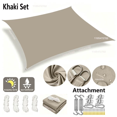 Avtomobil yan çətirləri – sunshade sail, outdoor canopy four-corner - khaki-plus-accessories-2x2m