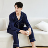 2021 new pattern man Real silk pajamas suit silk Lapel Home Furnishings Thin section Exorcism mulberry silk Two piece set
