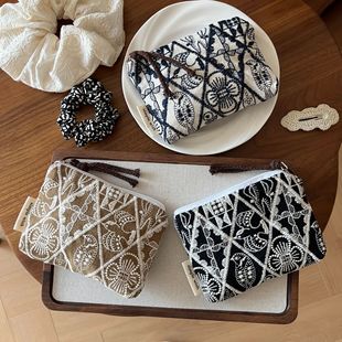 [Suxi Cloth Bag] Handmade Cotton and Linen Embroider Literary Retro Coin Purse Canvas Mini Small Storage Bag Headphone Bag