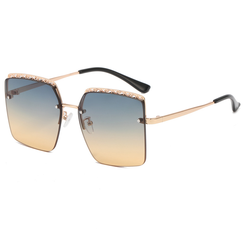 Primavera de fábrica nueva Europa y América transfronteriza Sun Festival frameless recort-out metal gafas de sol personalizadas