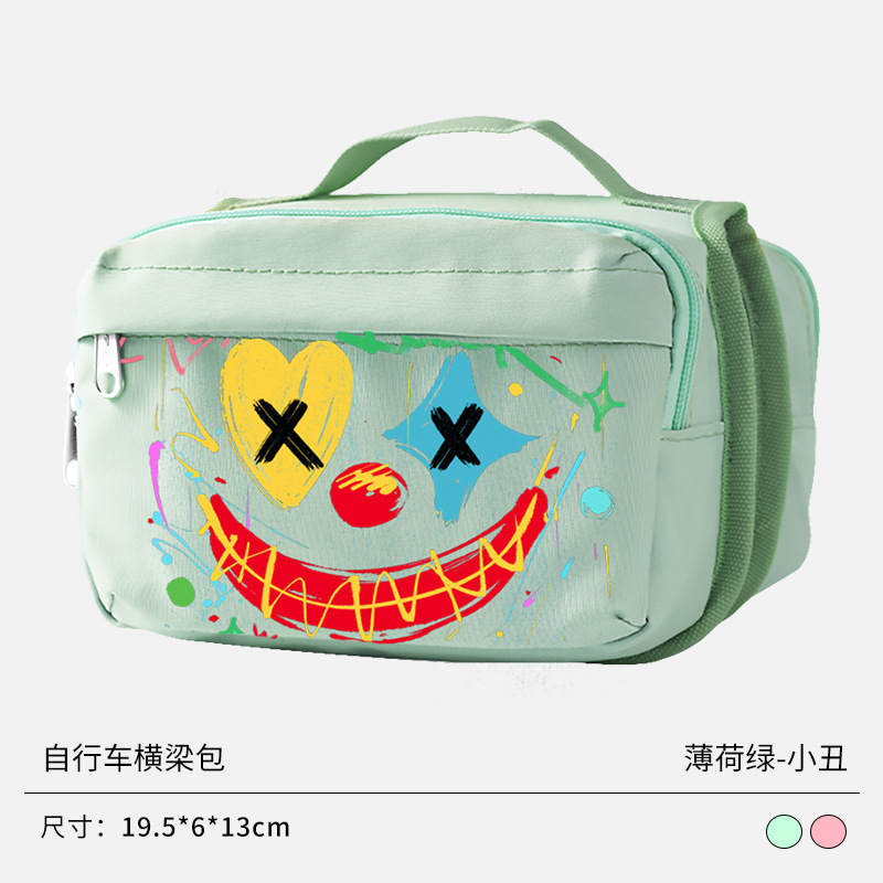 Bolsa de bicicletas de montaña, bolsa de vigas delanteras, lindos dibujos animados en línea, bolsa de tubo delantero roja, bolsa de almacenamiento de bicicletas de montaña