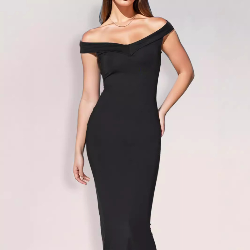 European and American Cross-Border 2025 Summer New One-Shoulder Long Skirt Women's Sexy Slim Hip-Hugging Evening Dress European and American Cross-Border 2025 Summer New One-Shoulder Long Skirt Women's Sexy Slim Hip-Hugging Evening Dress