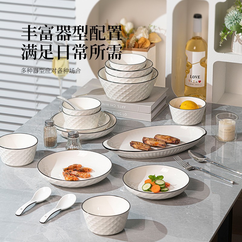 Jingdezhen conjunto de cubiertos de cerámica 2025, nuevo conjunto de platos de color esmaltado, platos domésticos, platos y utensilios de reubicación