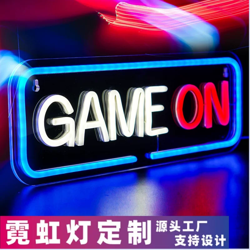 Неоновая светящаяся игровая панель для помещений, светящаяся LED-вывеска (игровая тема)