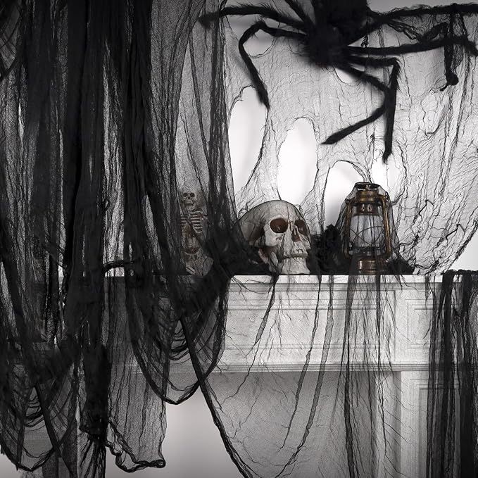 Suministro transfronterizo Halloween negro rasgado gasa fantasma Festival horror ventana pantalla tela de araña gasa fantasma Festival horror mantel