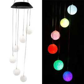 1个 颜色：图片色 材质：ABS 太阳能风铃圆球风铃灯led七彩渐变户
