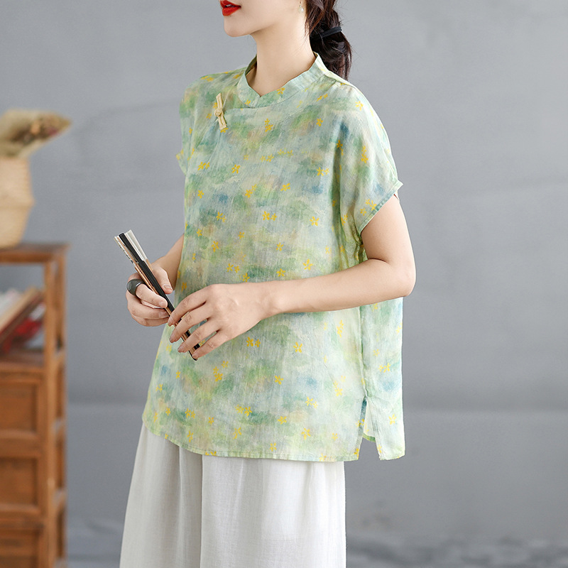 3807 Original Design New Chinese Style 2026 Summer Cotton-Linen Zen-Inspired Moon Sleeve Blouse Versatile Top 3807 Original Design New Chinese Style 2026 Summer Cotton-Linen Zen-Inspired Moon Sleeve Blouse Versatile Top