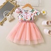 EW Foreign Trade Children's Foreign Children's New Children's New Products Girls Summer Flower Stringing Gargam Short Sleeve Dress Q1251-A