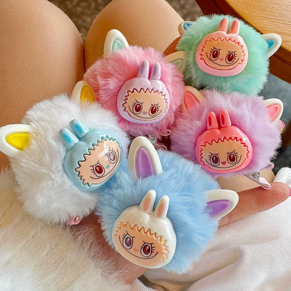 K-Style of Ugly and Cute Plush Bunny Hairpin Cute High-Looking Hairpin Broken Hair Bangs Clip Hair Accessories
