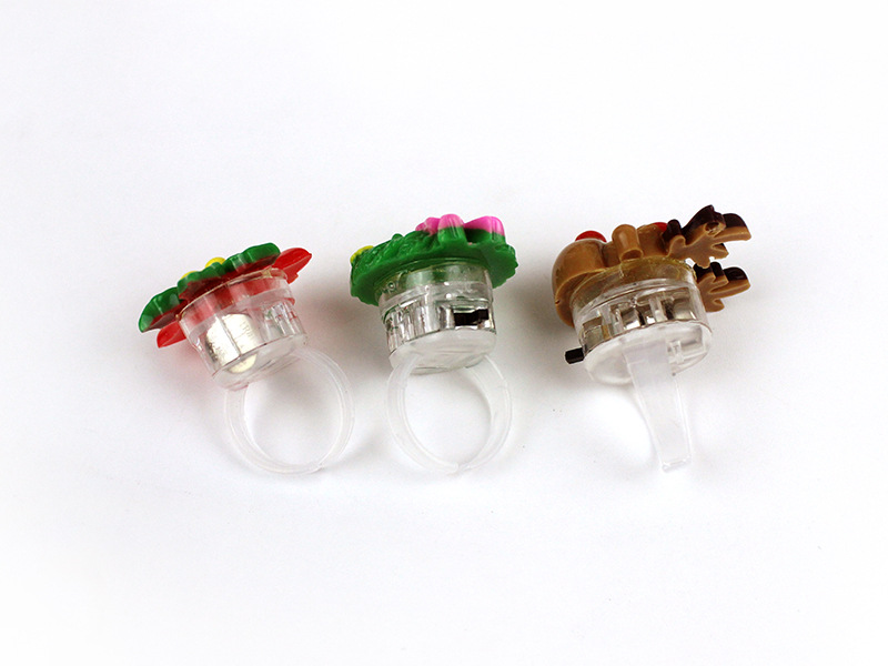 8g Weight Resin Material Christmas Festival Snowman, Elk Pattern Christmas Led Glowing Cartoon Cute Children Ring Toy 3