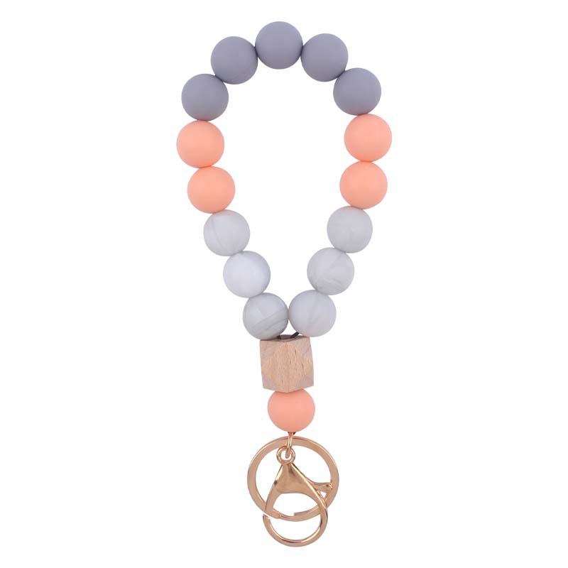 Creativa nueva pulsera de silicona muñeca llavero DIY colgante contraste color silicona llavero