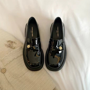 2025 Spring New Genuine Leather Loafers for Women with Small Coin Pattern, Thick Sole, Slip-On, Chunky Heel, Small Leather Shoes for Women