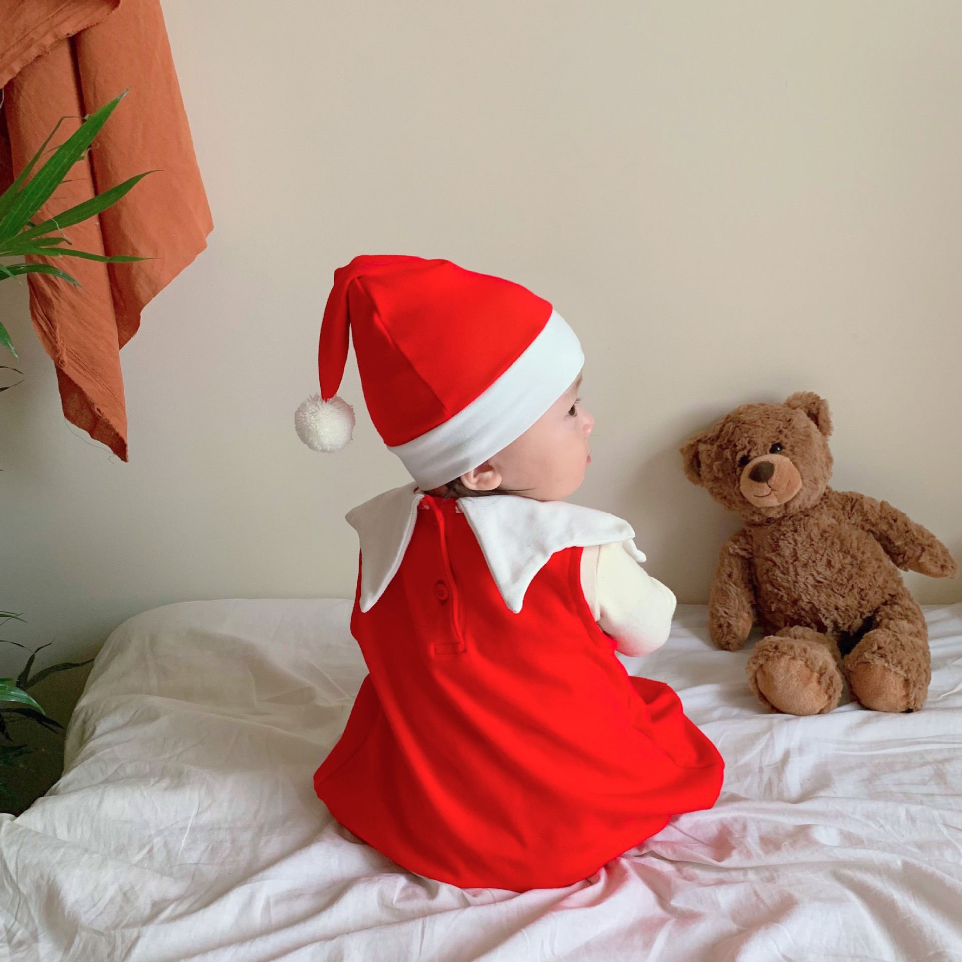 24 primavera nuevo bebé mono ins estilo coreano mameluco Navidad ropa bebé vacaciones vestido traje vaina