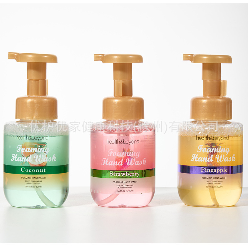 Oem Factory Large Bottle 300ml Fruity Flavor Push-Type Foam Hand Sanitizer Foam Hand Wash