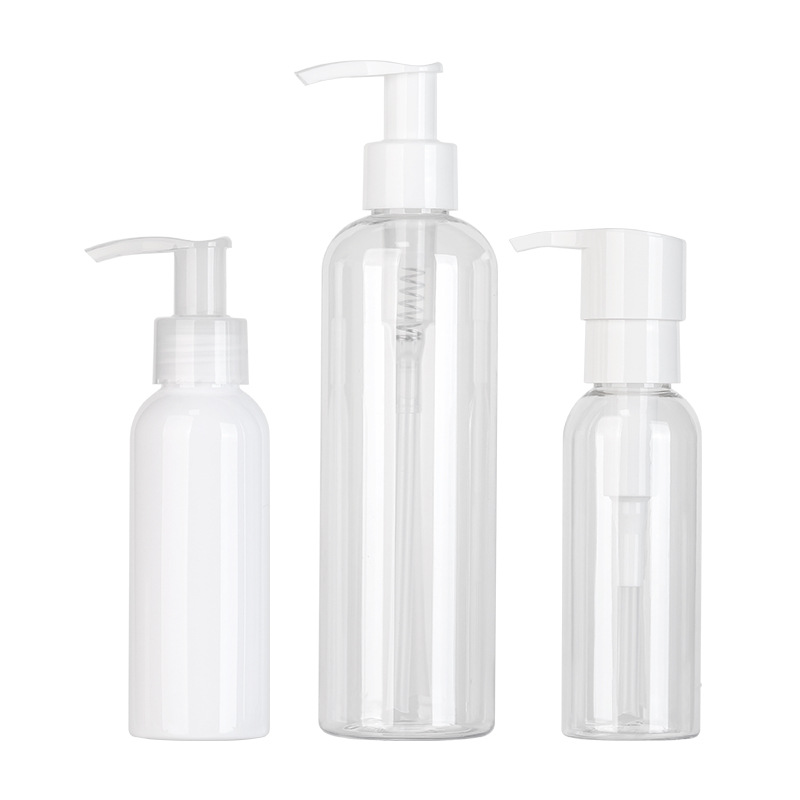 Xumin 100mL botella secundaria de hombro redondo transparente 250ml bomba de presión blanca botella de prensa botella de loción blanca para mascotas de plástico