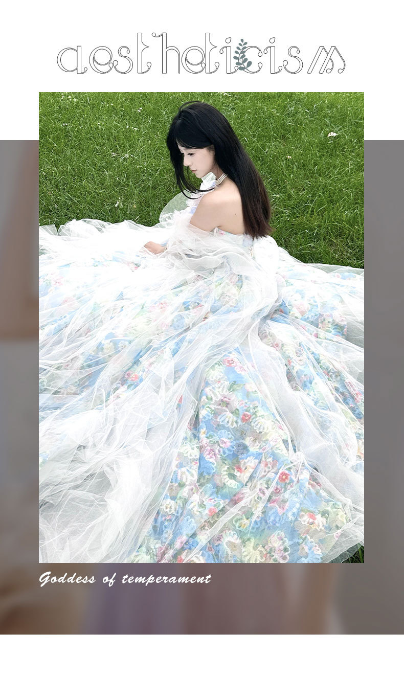 Elegant French Blue Evening Gown For Vocal Performance & Debutante Ball - Princess Style Dress With Full Skirt_ecoleips.com