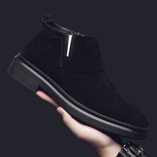 切尔西靴男士马丁靴秋冬季加绒保暖英伦风短靴翻毛皮靴中帮男靴子