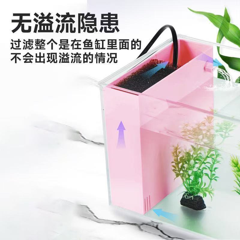Pecera de escritorio, sala de estar, oficina, paisajismo ecológico, pecera pequeña, todo en uno, con bomba, filtro lateral, plástico para pecera