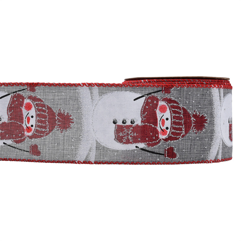 63mm Amazon transfronterizo nuevo muñeco de nieve bebé copia borde cáñamo cinta arco material Navidad guirnalda cáñamo cinta