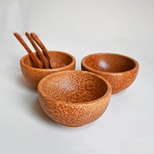 原木椰子木碗天然老椰树碗实木圆形桌面收纳创意日式耐摔装饰碗